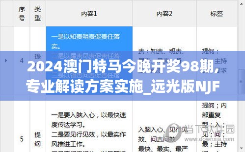 2024澳门特马今晚开奖98期,专业解读方案实施_远光版NJF2.17