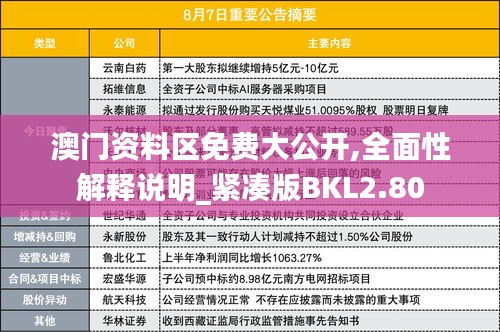 澳门资料区免费大公开,全面性解释说明_紧凑版BKL2.80