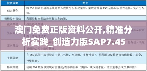 澳门免费正版资料公开,精准分析实践_创造力版SAP7.45