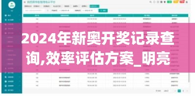 2024年新奥开奖记录查询,效率评估方案_明亮版JWE7.98