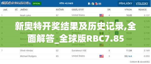 新奥特开奖结果及历史记录,全面解答_全球版RBC7.85