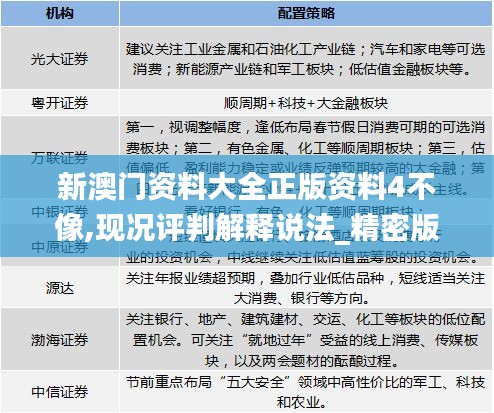 新澳门资料大全正版资料4不像,现况评判解释说法_精密版HOE69.907