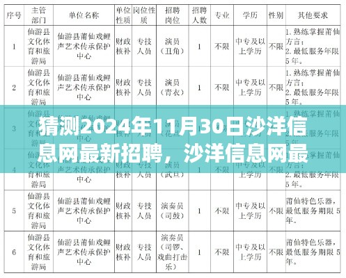 沙洋信息网最新招聘服务深度探索与全面解读（2024年预测版）