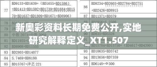 新奥彩资料长期免费公开,实地研究解释定义_XT1.507