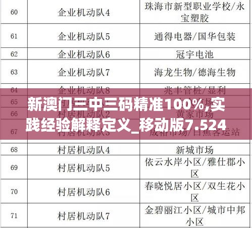 新澳门三中三码精准100%,实践经验解释定义_移动版7.524